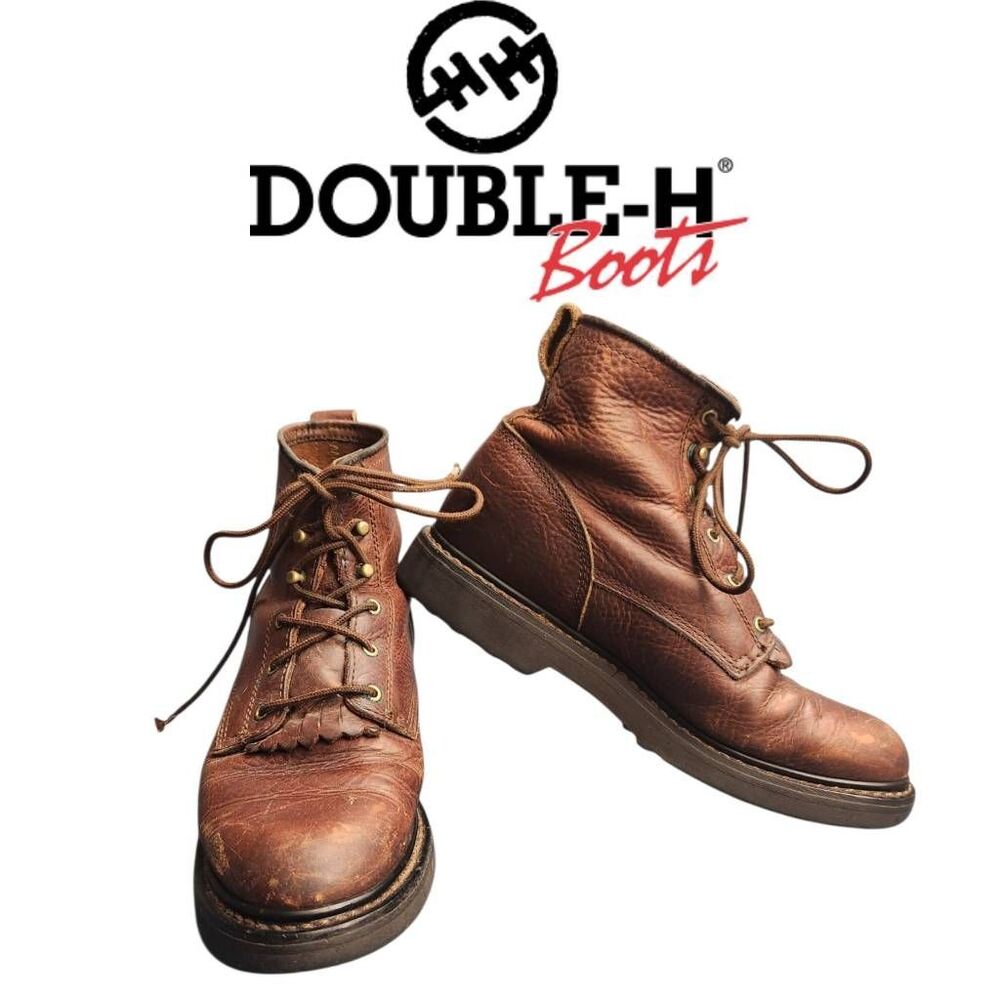 Double H Boots Brown Leather Hiking Short Work Boots Biker Booties
